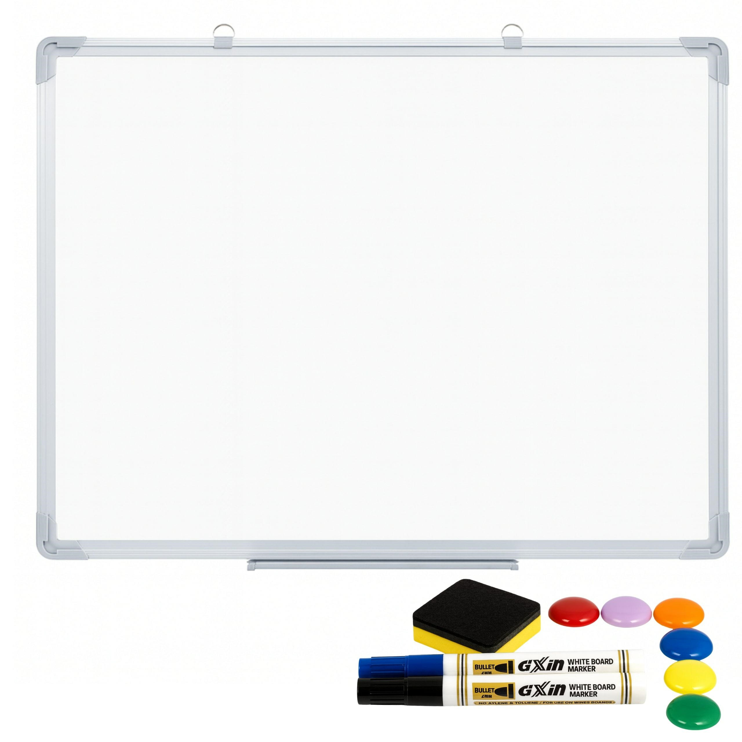 Tabla magnetica 60x40 cm, cadru aluminiu, colturi rotunjite, magneti multicolori, suprafata alba - imagine 4